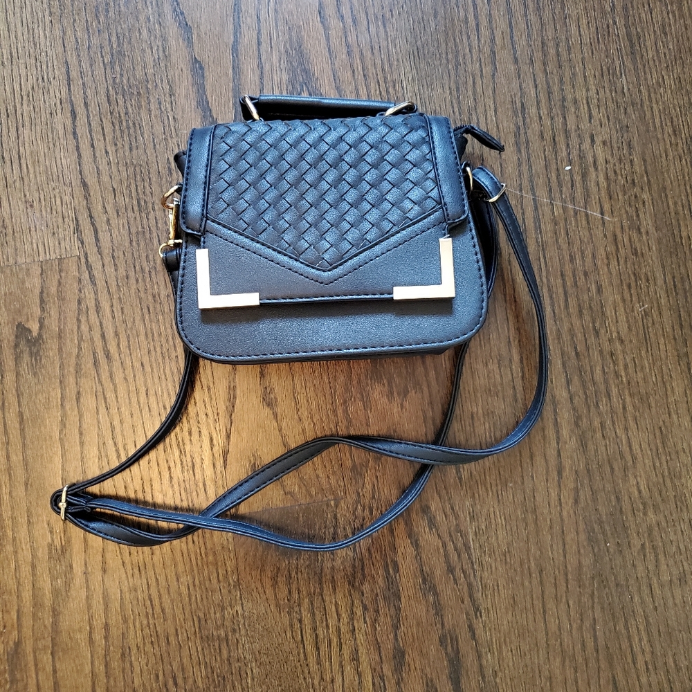 Black and Gold Faux leather bag
